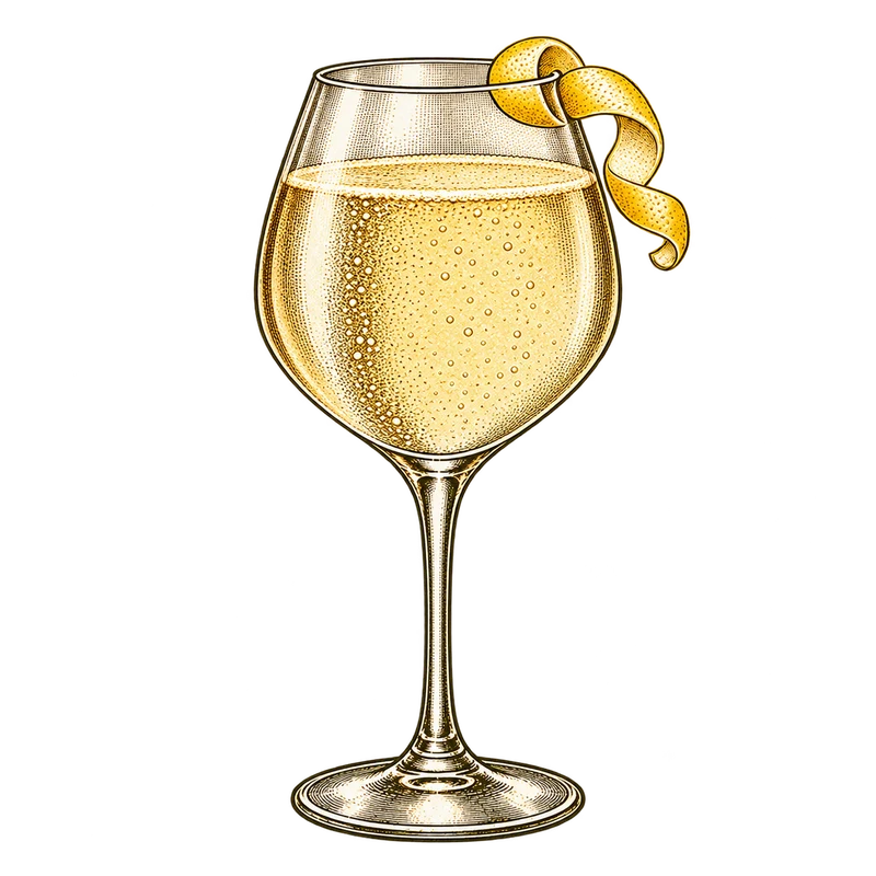 Vintage cocktail engraving: French 75