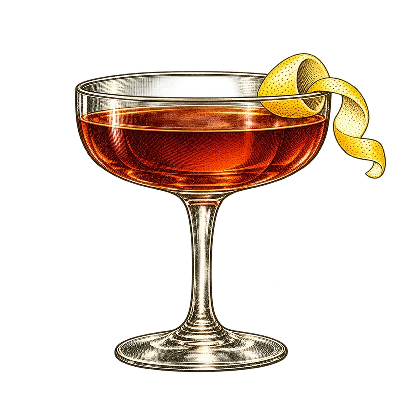 Vintage cocktail engraving: Vieux Carré